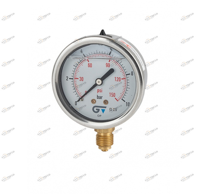 GENEBRE 3822 002 Манометр Ø 63 с глицерином, нижнее соединение, резьба BSP 