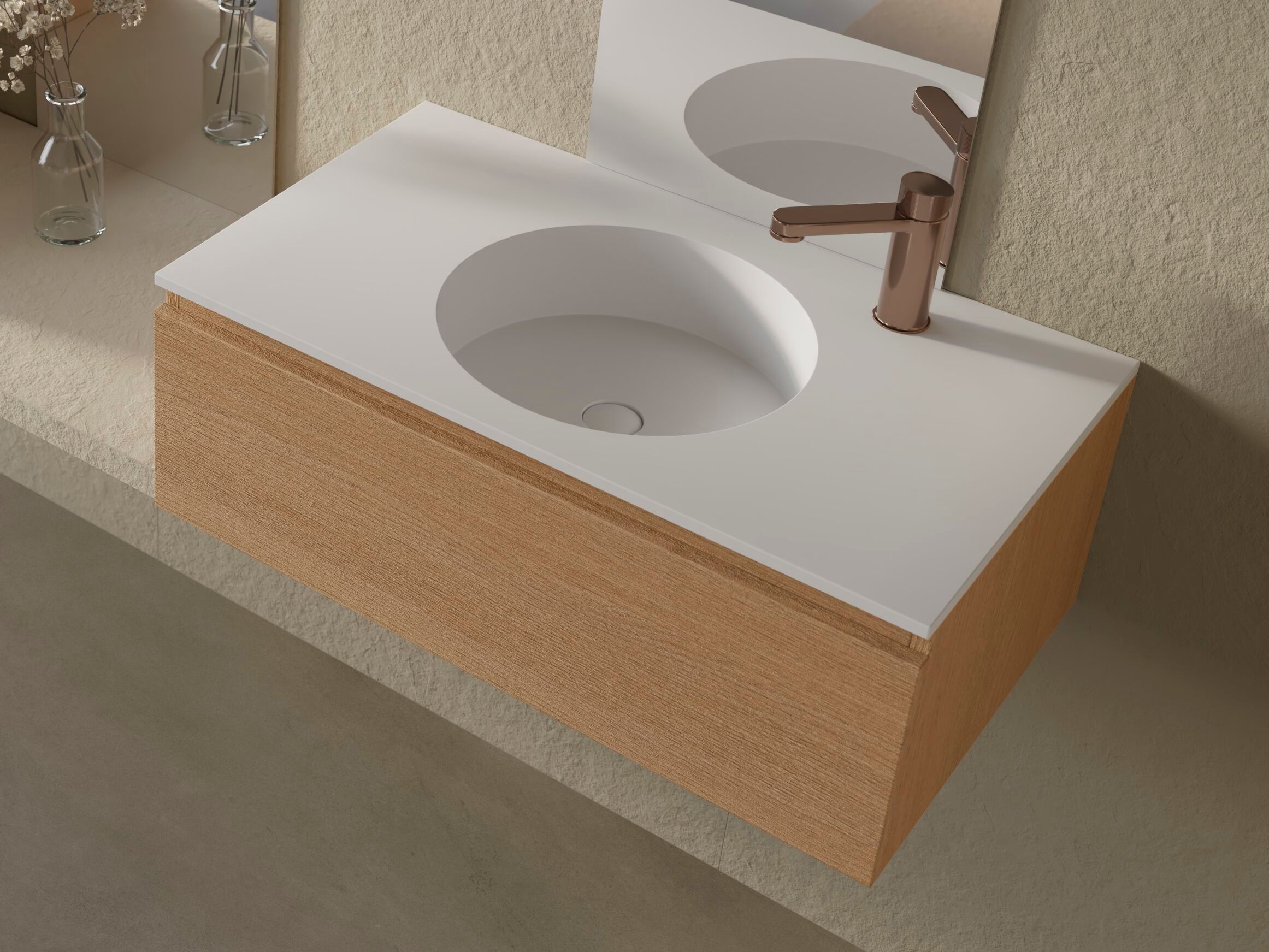 Твердый поверхностный подвесной умывальник со встроенным умывальником Acquabella Acquasolid ARCH-00116844