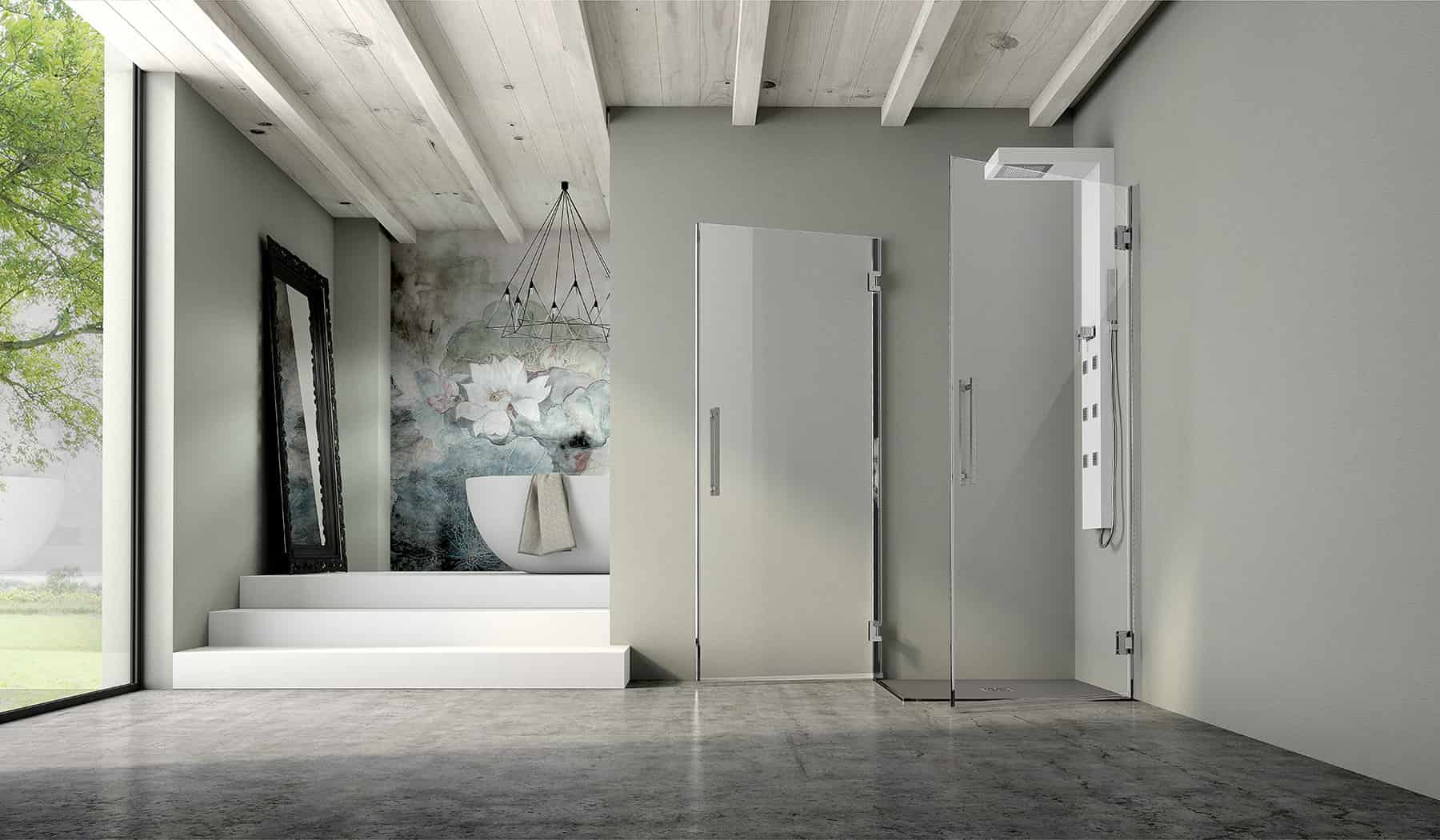 Стальная и стеклянная угловая душевая кабина с распашной дверью CSA Box Doccia SONIA ARCH-00064753 - Вид №3