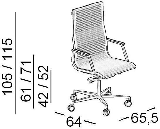 Luxy Регулируемое по высоте кресло для руководителя из кожи с 5 спицами и колесами Nulite sun-id-1499109 - Вид №2