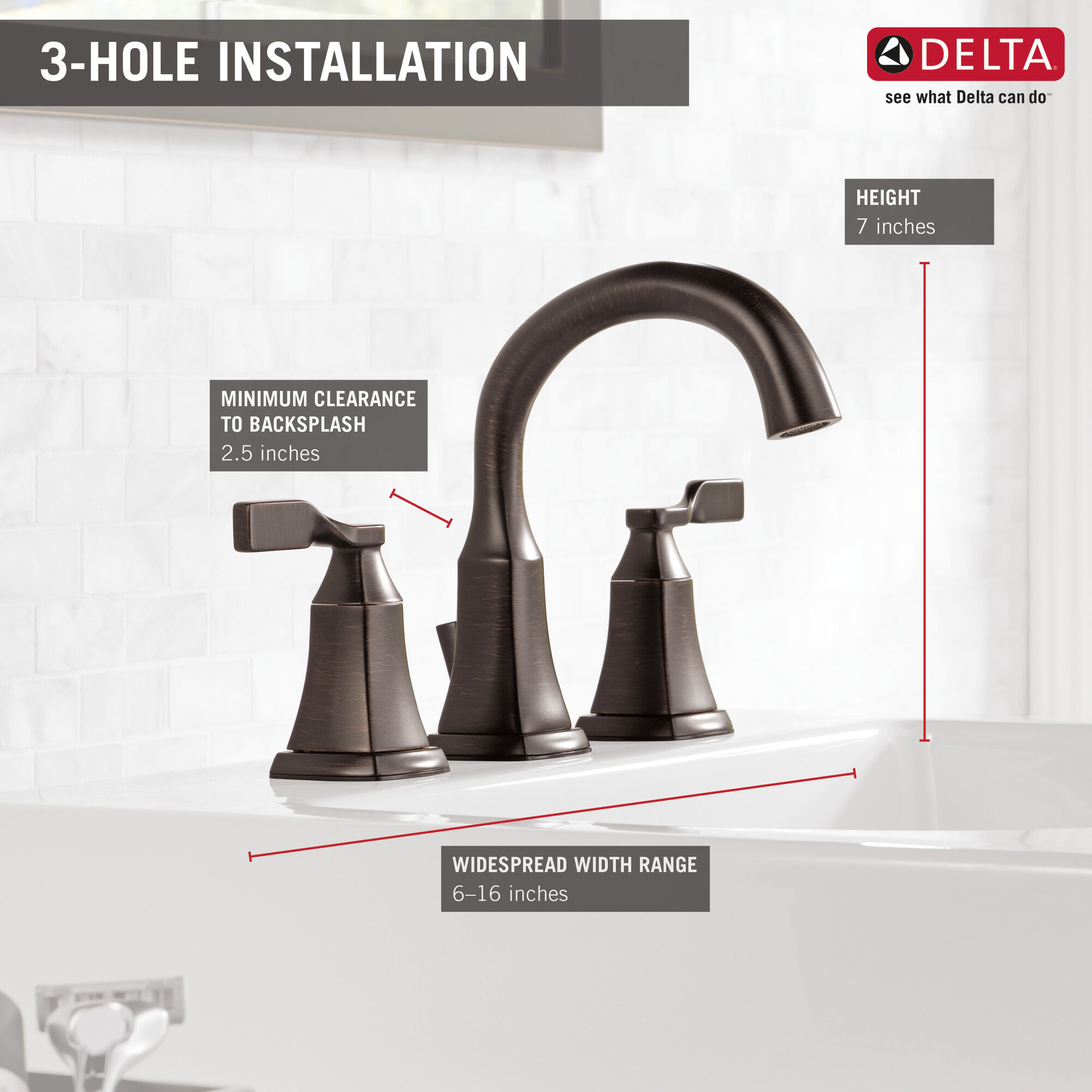 35766LF-RB Смеситель для ванной комнаты с двумя ручками Delta Faucet Delta Венецианская бронза - Вид №1