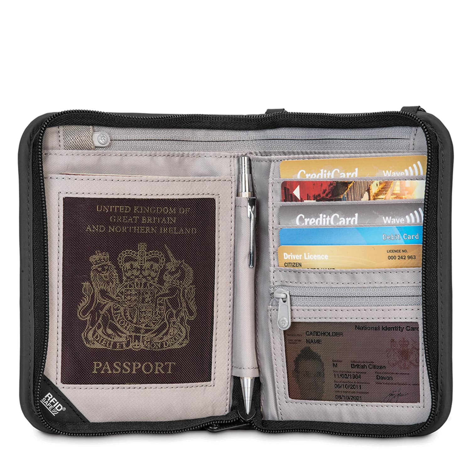 10561100 Кошелек-органайзер 10561 V150 Anti-theft RFID Blocking Compact Organizer PacSafe RFIDsafe  - Вид №1