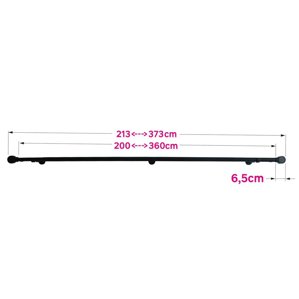 Настенный карниз раздвижной двухрядный Koky d25/28 мм 200-360 см металл цвет черный 89440696 STLM-2017639 Santreyd  - Вид №3
