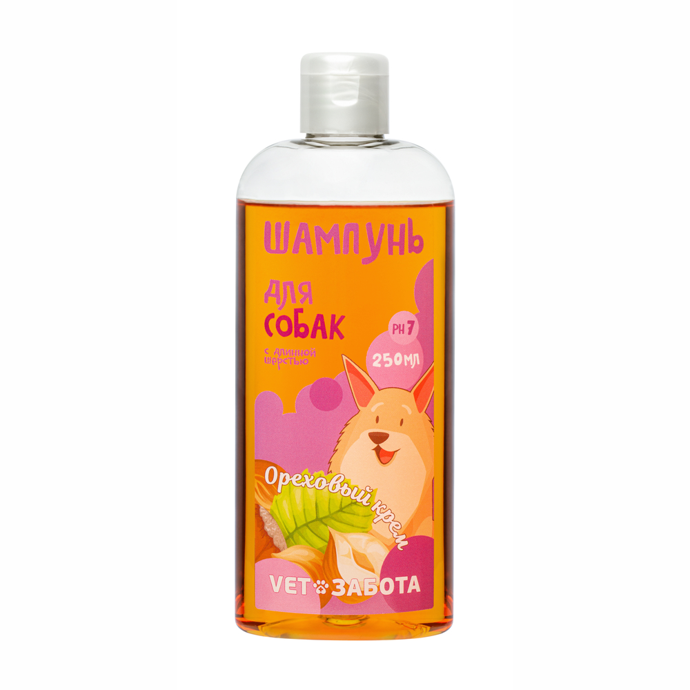 ПР0057029 Шампунь для собак Ореховый Крем для длинношерстных 250мл VETЗАБОТА 