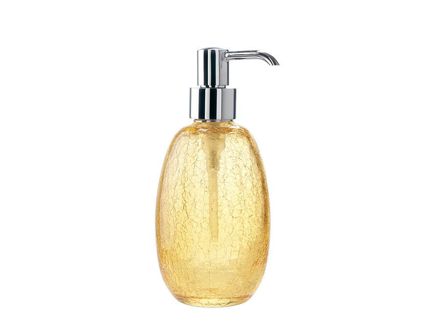 1126(08-AM) Stil Haus Cracle, настольный дозатор с эффектом битого стекла, цвет хром - желтое стекло 
