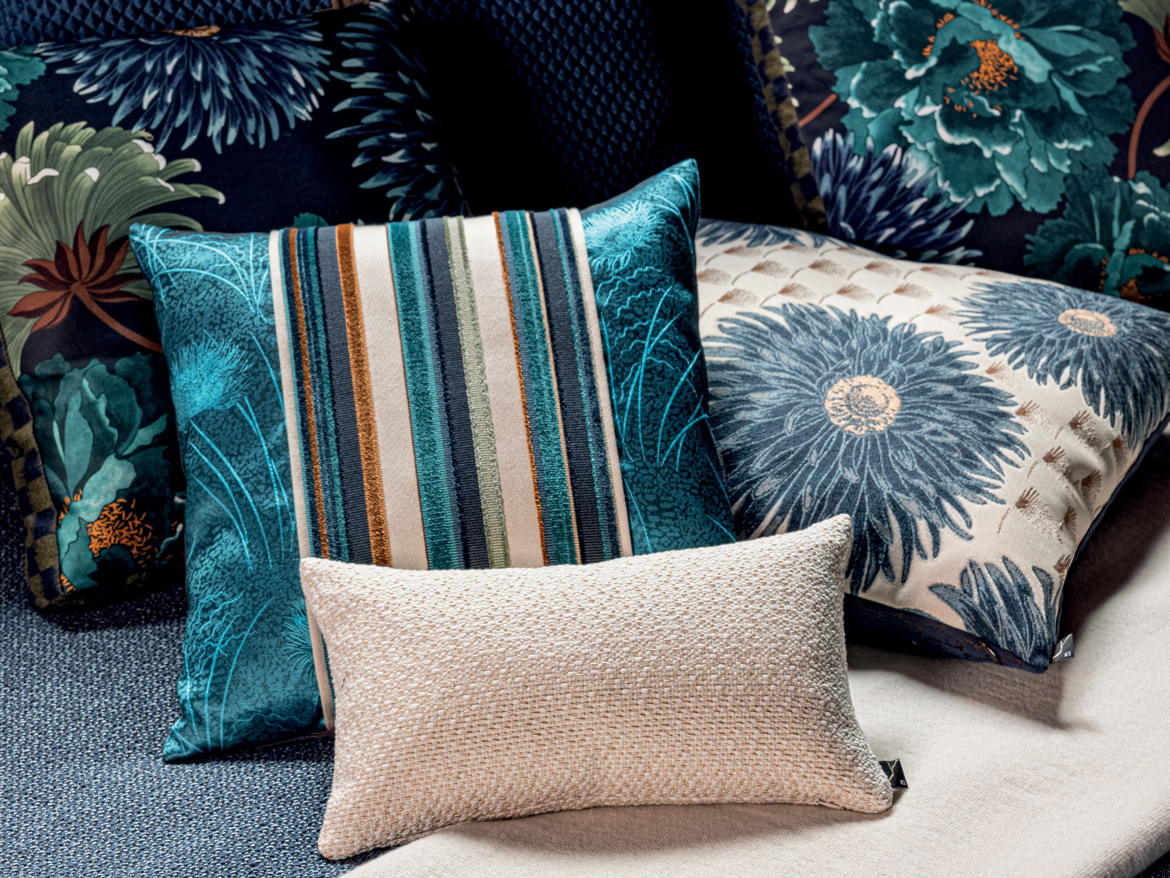 Квадратная подушка с цветочным рисунком K-3 Shogun Blue ARCH-00112422 - Вид №4