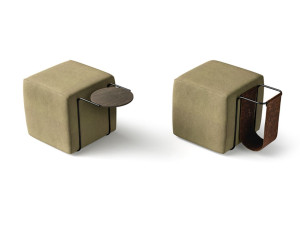 Оттоманка из ткани с журнальной стойкой