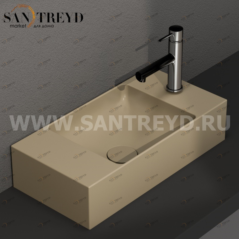 B6R52PA Подвесная раковина настенная прямоугольная Ceramica Globo T-EDGE бежевая