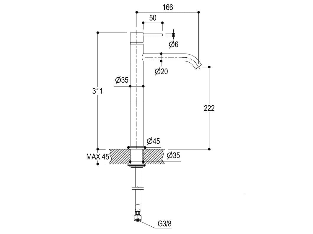 Смеситель для раковины из нержавеющей стали с одной ручкой Ritmonio Diametro35 Inox ARCH-00114777 - Вид №3