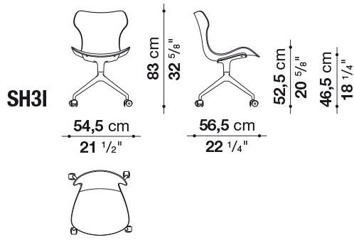 B&B Italia Офисное кресло из ткани на колесиках Papilio shell sun-id-1430223 - Вид №5