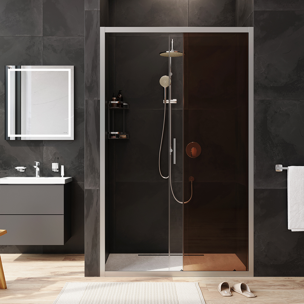 W90G-120-1-195MBr Solo Дверь душевая 120х195 стекло бронзовое профиль матовый хром AM.PM Gem - Вид №2