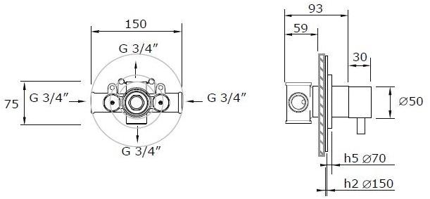 MINA Термостатический смеситель для душа из нержавеющей стали Giotto Ht12r - Вид №1