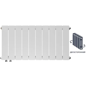 Радиатор секционный Equation Bimetal 350/90 10 секций нижнее правое подключение биметалл белый