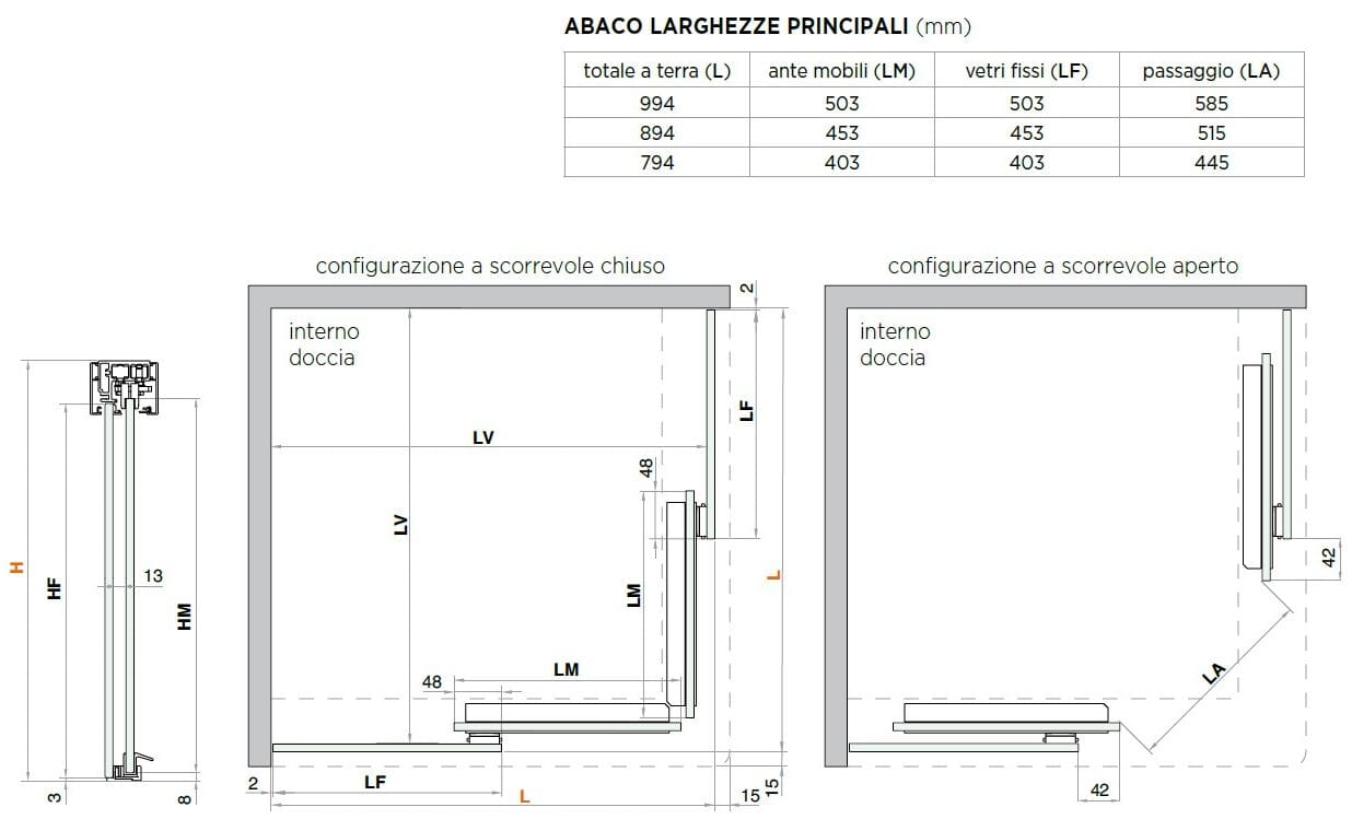 Стеклянная угловая квадратная душевая кабина с раздвижной дверью Saint-Gobain - Logli Doccia50 ARCH-00128363 - Вид №1