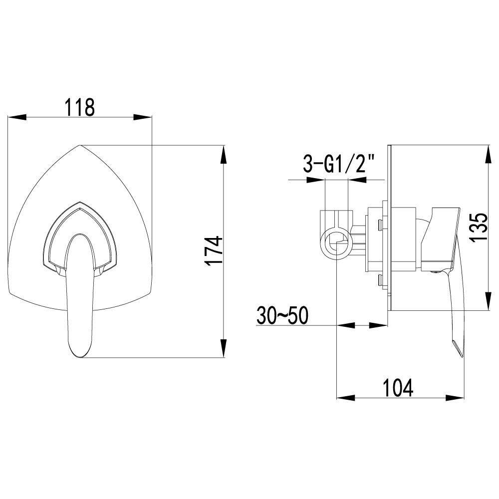LM3523C Смеситель Mars для душа, встраиваемый LEMARK MARS - Вид №1