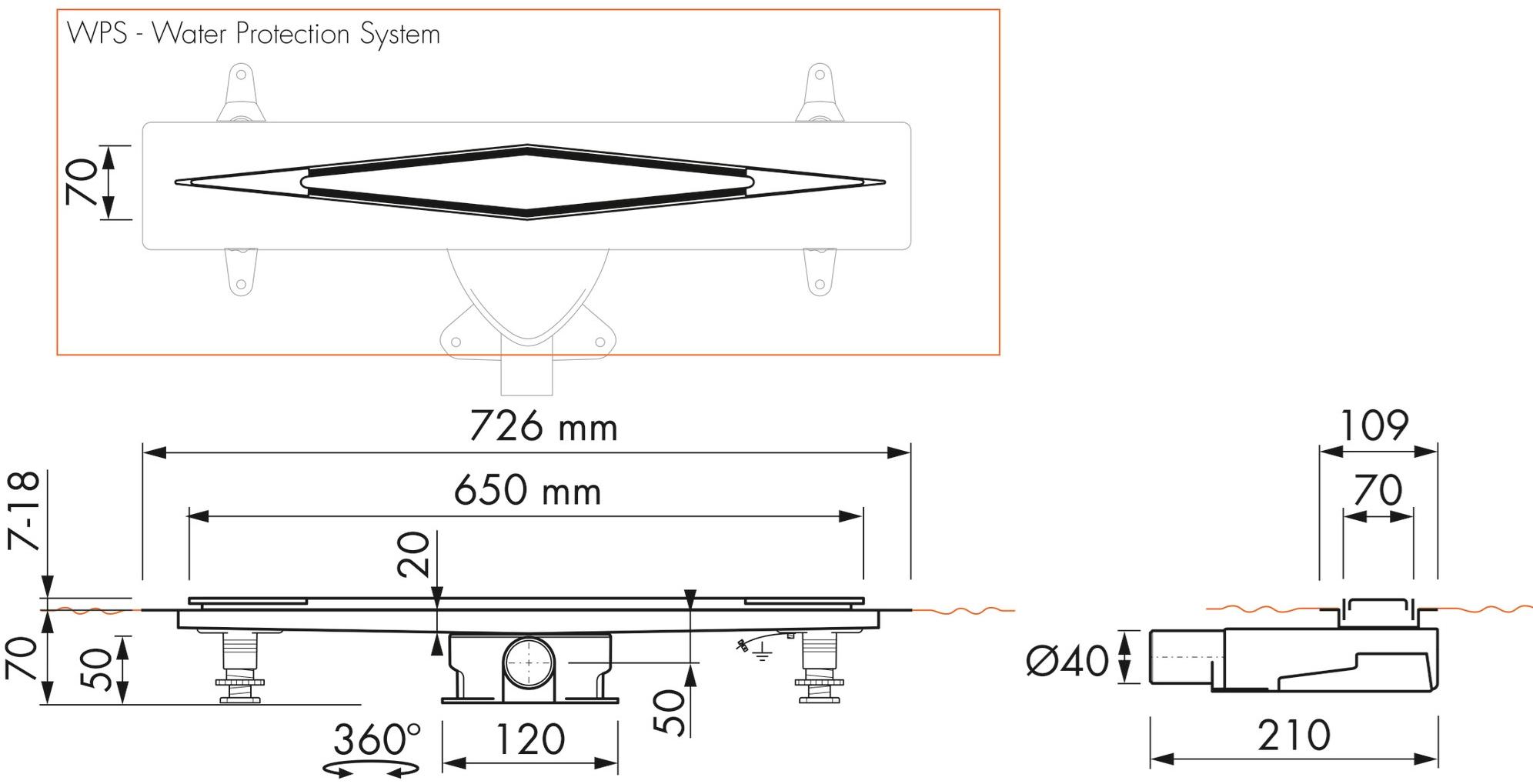 ESS Easy Drain Трап для душа из нержавеющей стали Diamond sun-id-1403055 - Вид №4
