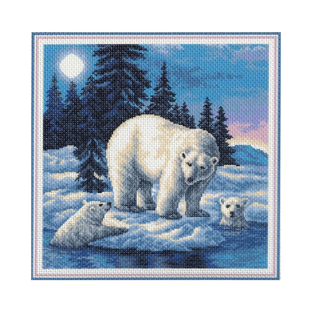 1033 Канва/ткань с рисунком Рисунок на канве 41 см х 41 см "Милая семейка" Матренин посад 