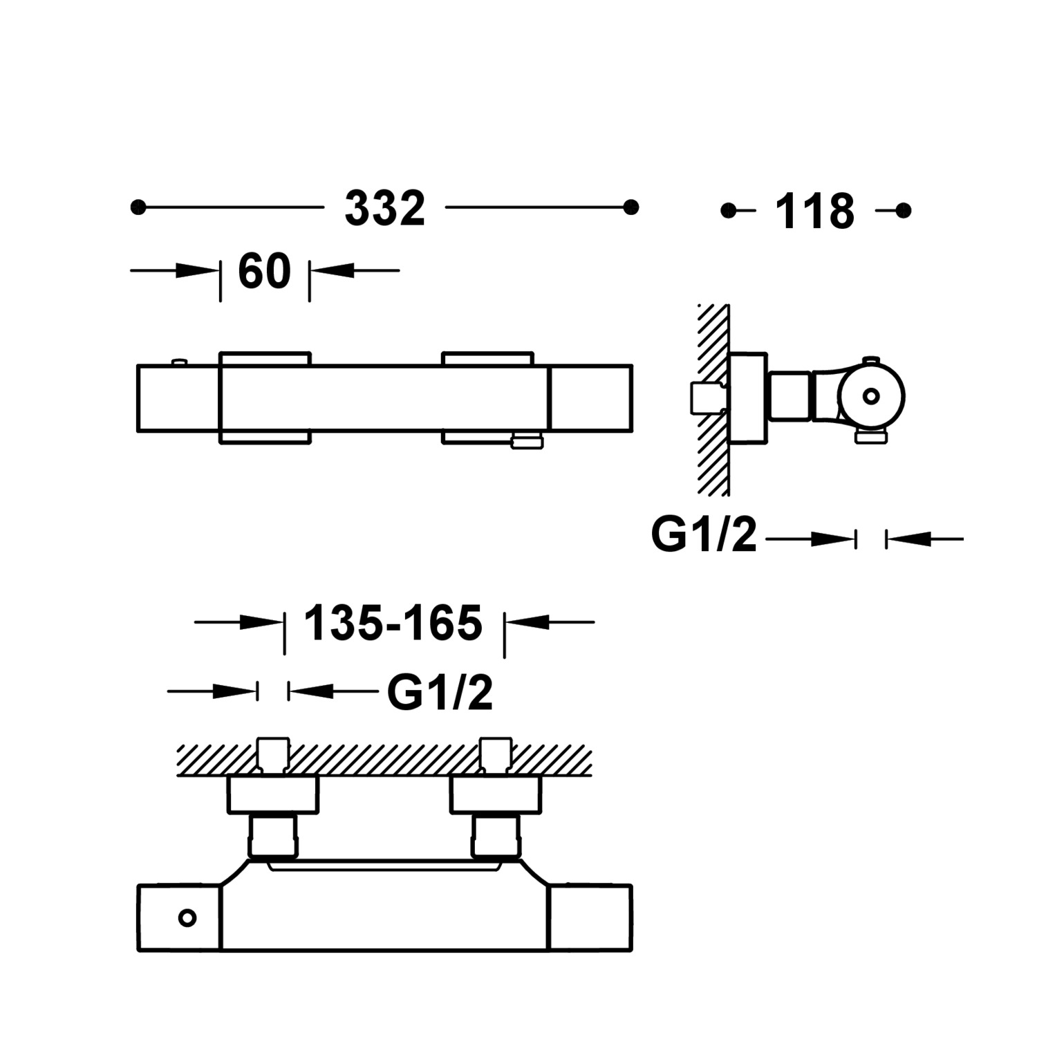 Настенный термостатический смеситель для душа TRESMOSTATIC-21116409 КМ TRES Thermostatic 21116409KM - Вид №1