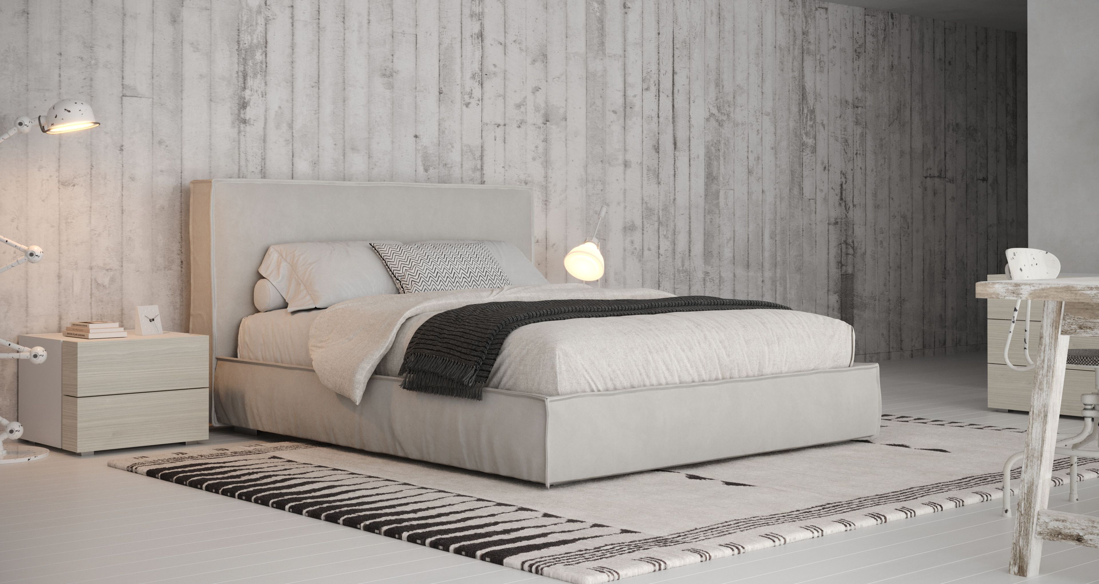 Двуспальная кровать для хранения ткани с мягким изголовьем Giessegi SAND ARCH-00104864 - Вид №3