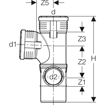 GEBERIT 390.560.14.1 Крестовина двухплоскостная комбинированная Geberit Silent-PP 87,5°, правая  - Вид №3