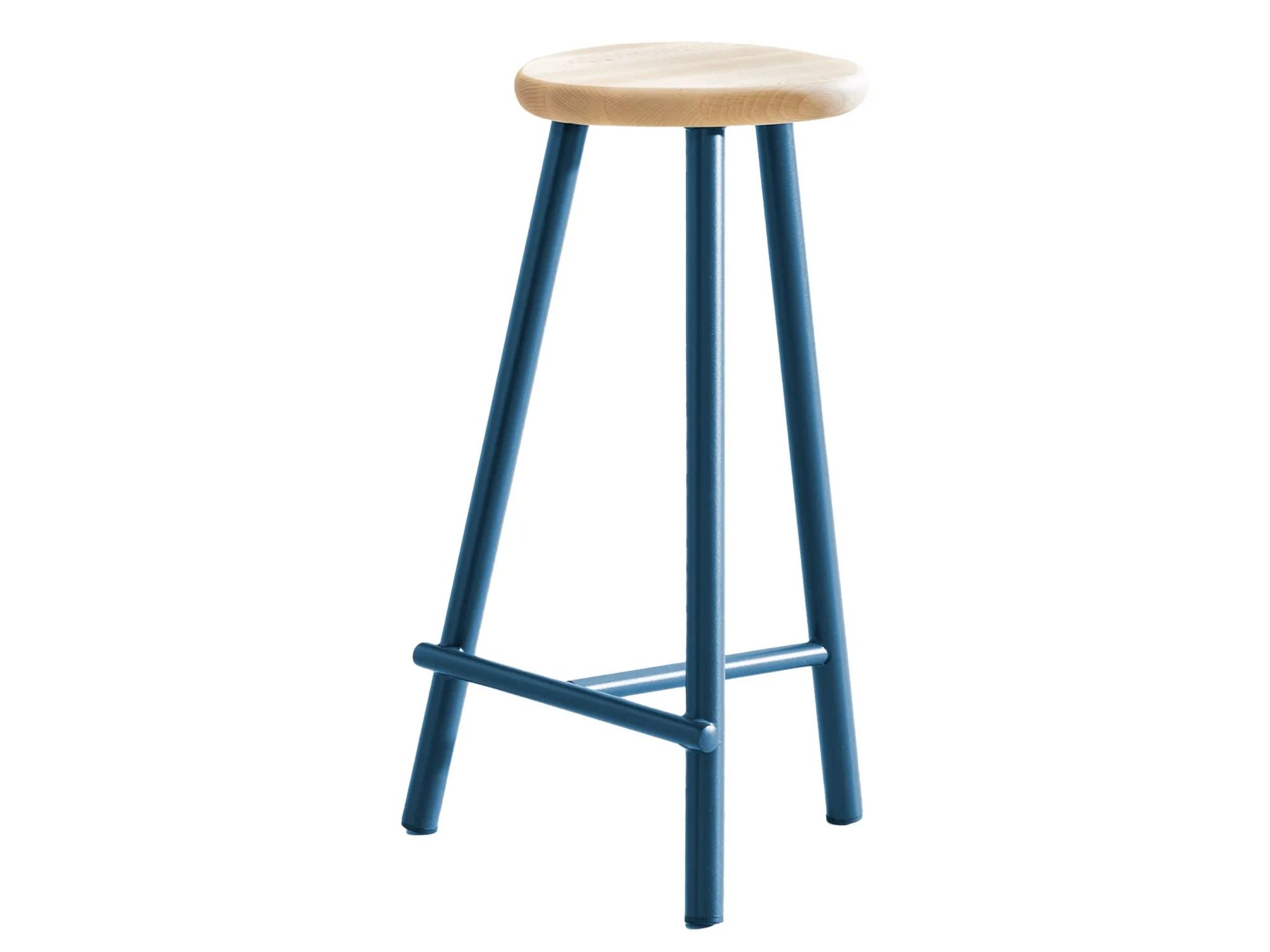 Высокий стул из стали и дерева с подставкой для ног Miniforms MILK ARCH-00098587