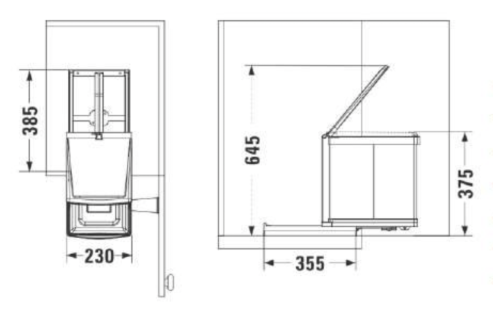 Контейнер для мусора на дверцу Beta 350/15 Metallic Grey NAVAKO 10017 - Вид №4