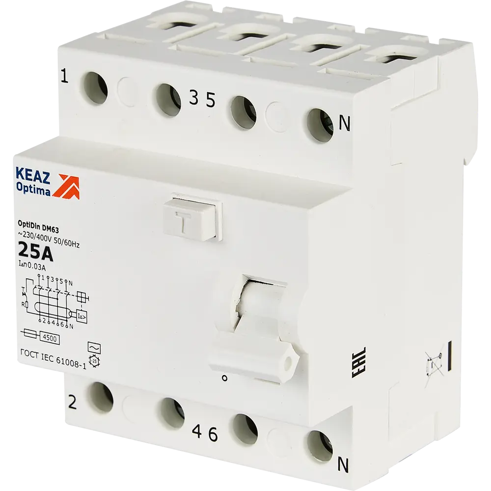 КЭАЗ УЗО 4-полюсное 25А с защитой от утечек тока 30мА 89341825 STLM-1112081