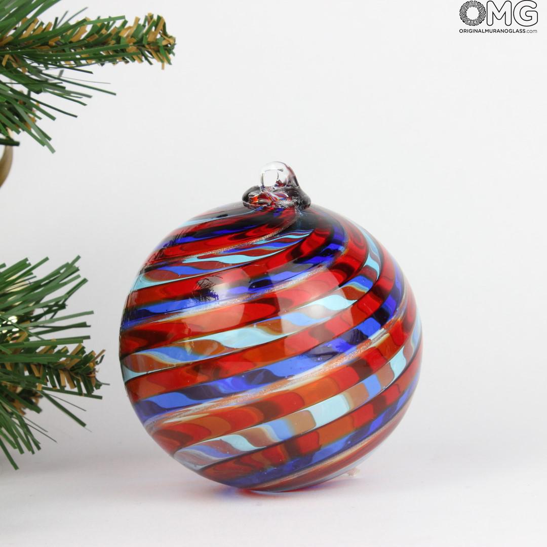 2631 ORIGINALMURANOGLASS Ёлочный шар Fantasy - спираль - MURANO GLASS XMAS 8 см  - Вид №1