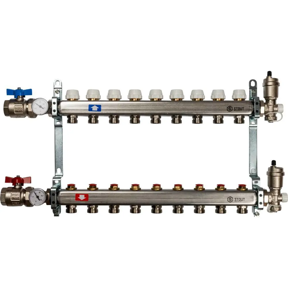 Коллектор Stout на 9 выходов 3/4"x3/4" нержавеющая сталь 84868407 STLM-2057116 