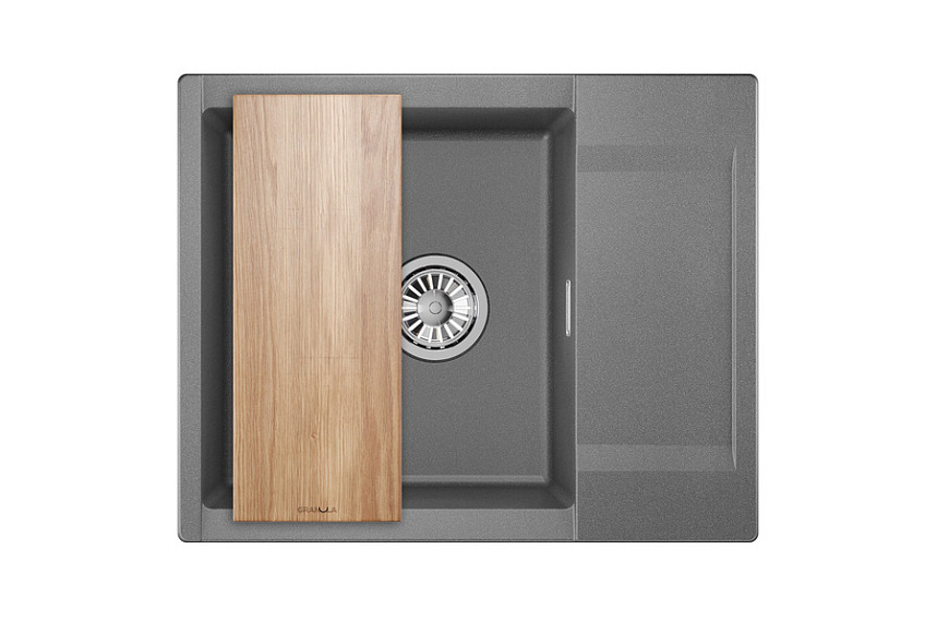 ES-6202, ГРАФИТ, кухонная мойка, кварц, ESTETICA GRANULA 6202-ST211 - Вид №3