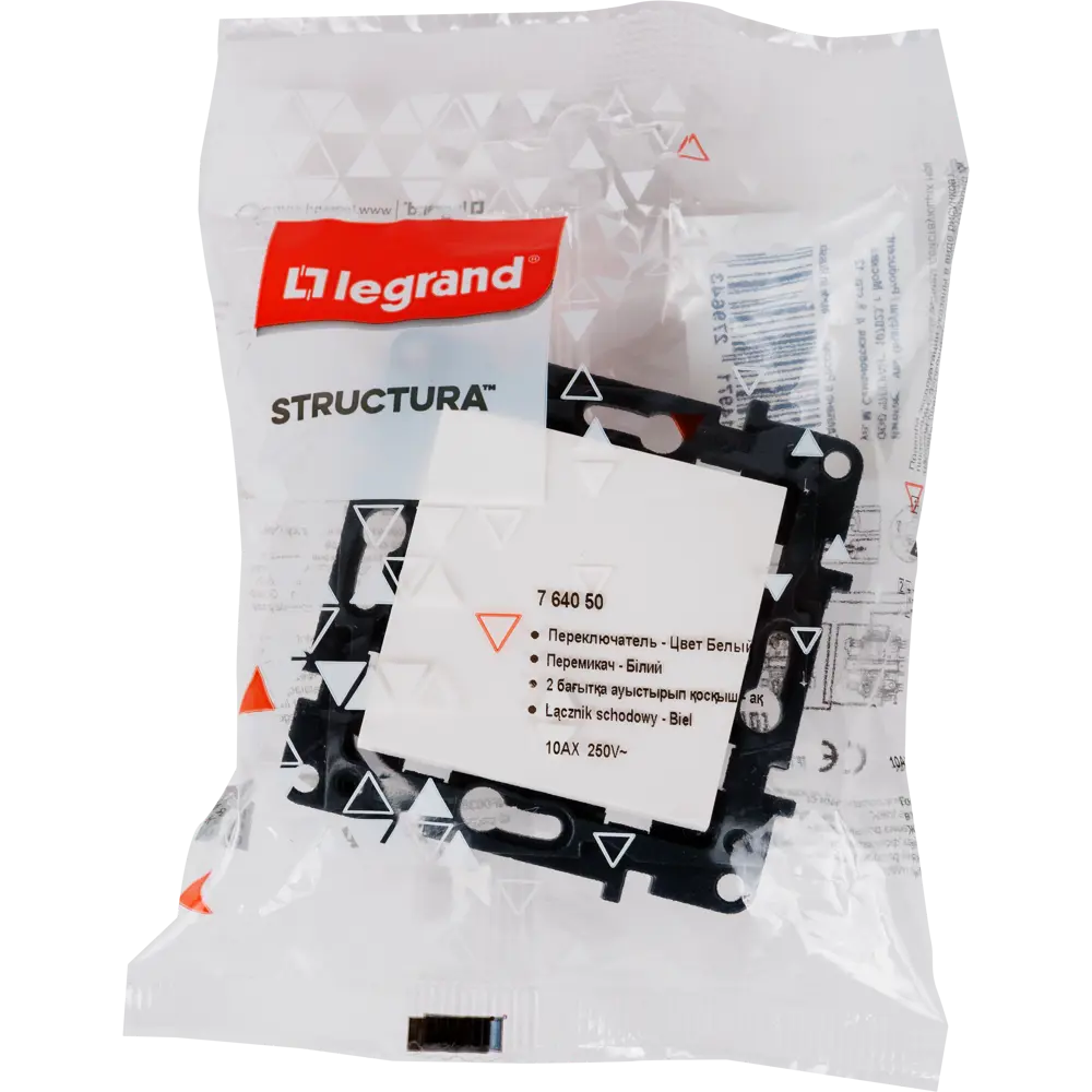 Выключатель проходной 1 клавиша Legrand Structura 10А 250В безвинтовые зажимы белый 82064678 STLM-2130720 - Вид №4