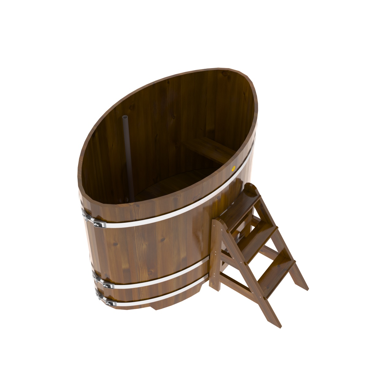 2283 Купель овальная из лиственницы Рустик 1,02х1,68х1,2 морёная Alyarus  - Вид №2