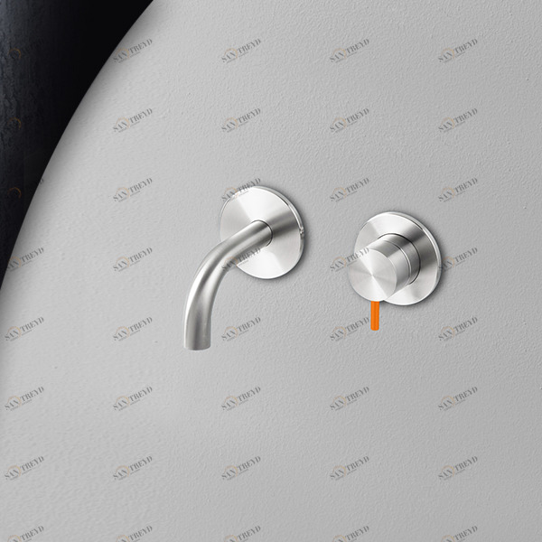 Смеситель для раковины сталь глянцевая с оранжевой ручкой Toki Radomonte TKI17LCIL24