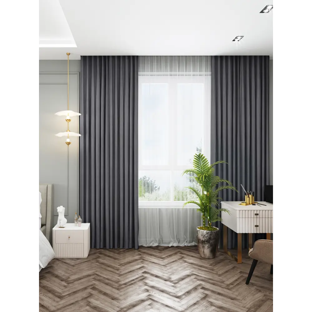 Штора на ленте Бархат 140x270 см цвет темно-серый 89436977 STLM-2142193 Santreyd 