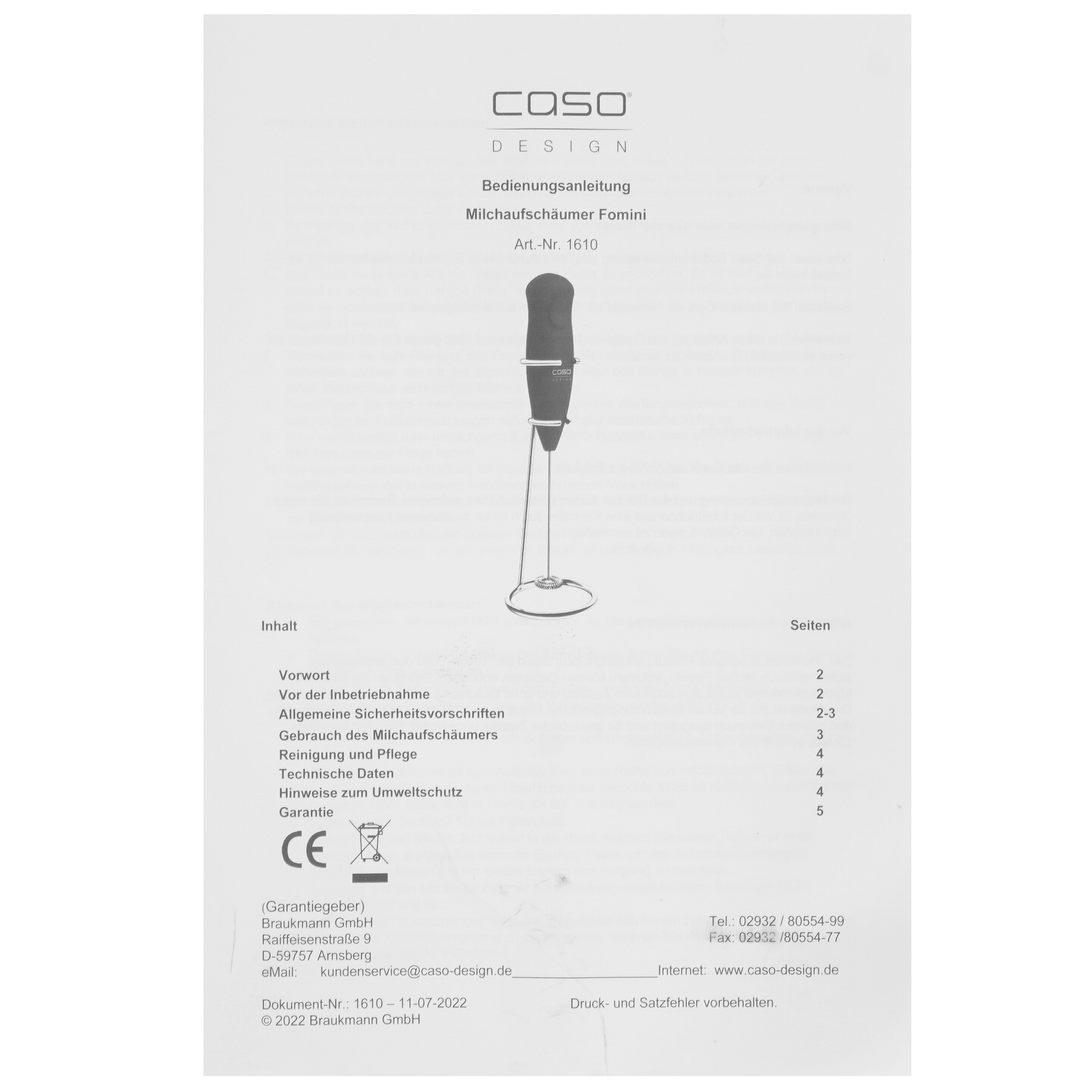 9922356 Капучинатор-вспениватель ручной CASO Fomini STDN-0102499 - Вид №5