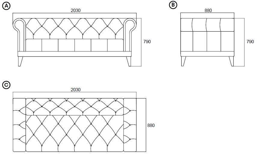 Enza Home Тафтинговый 3-местный диван из ткани Piedra sun-id-1471613 - Вид №13