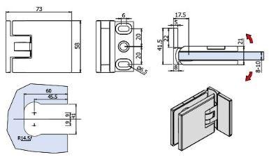 Metalglas Bonomi Петля замак для душевого бокса  B-301  - Вид №2
