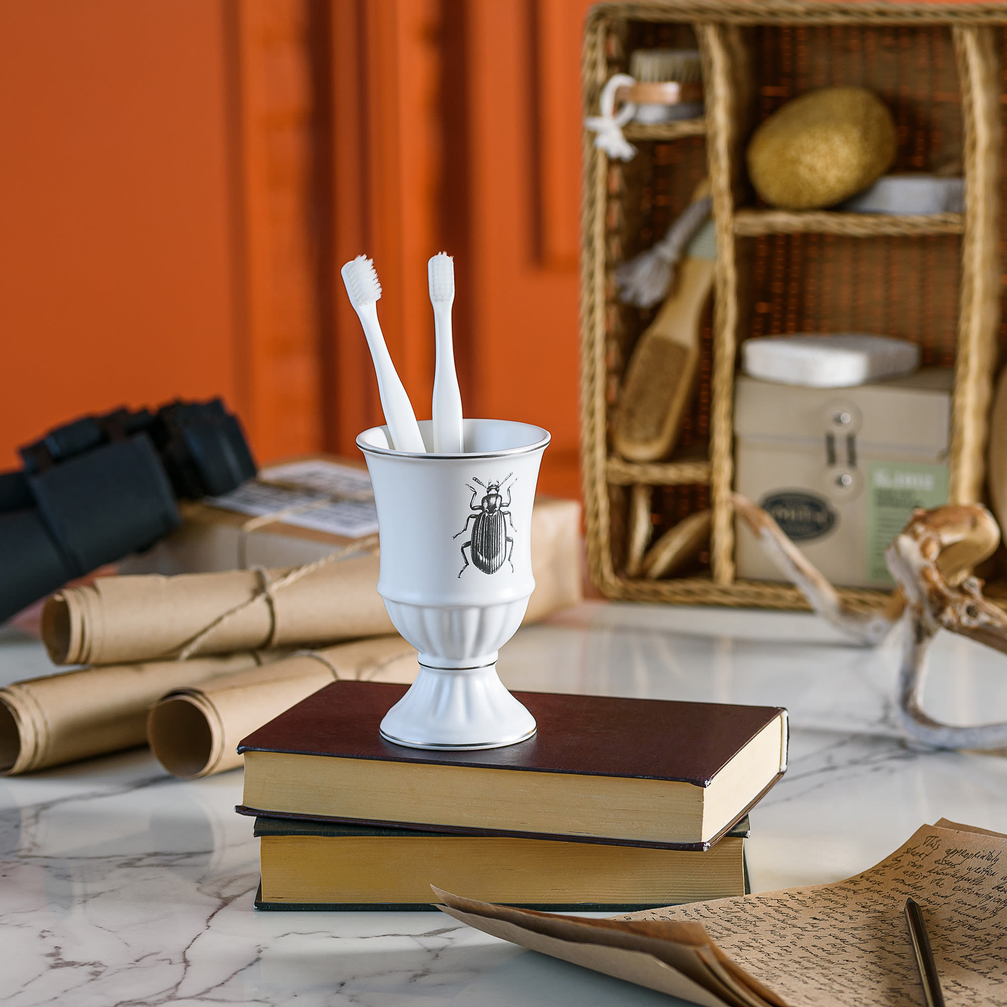 89097073 Стакан для зубных щеток керамика цвет белый Buzz Fauna Santreyd  - Вид №3