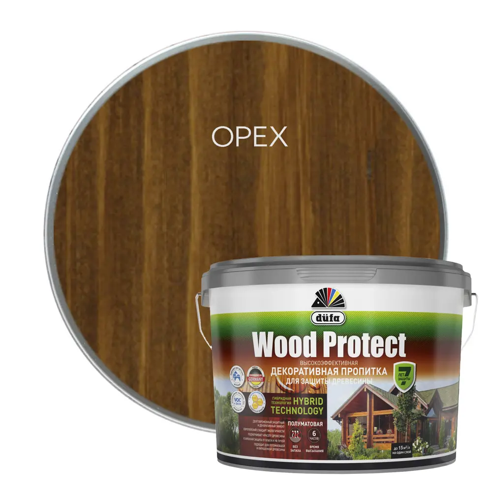 Dufa Wood Protect - защитная пропитка для дерева орех 9 л 89210579 STLM-0857926