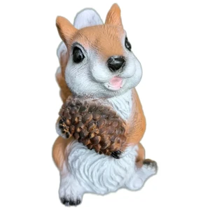 Садовая фигура Белка с шишкой полистоун 16x9 см