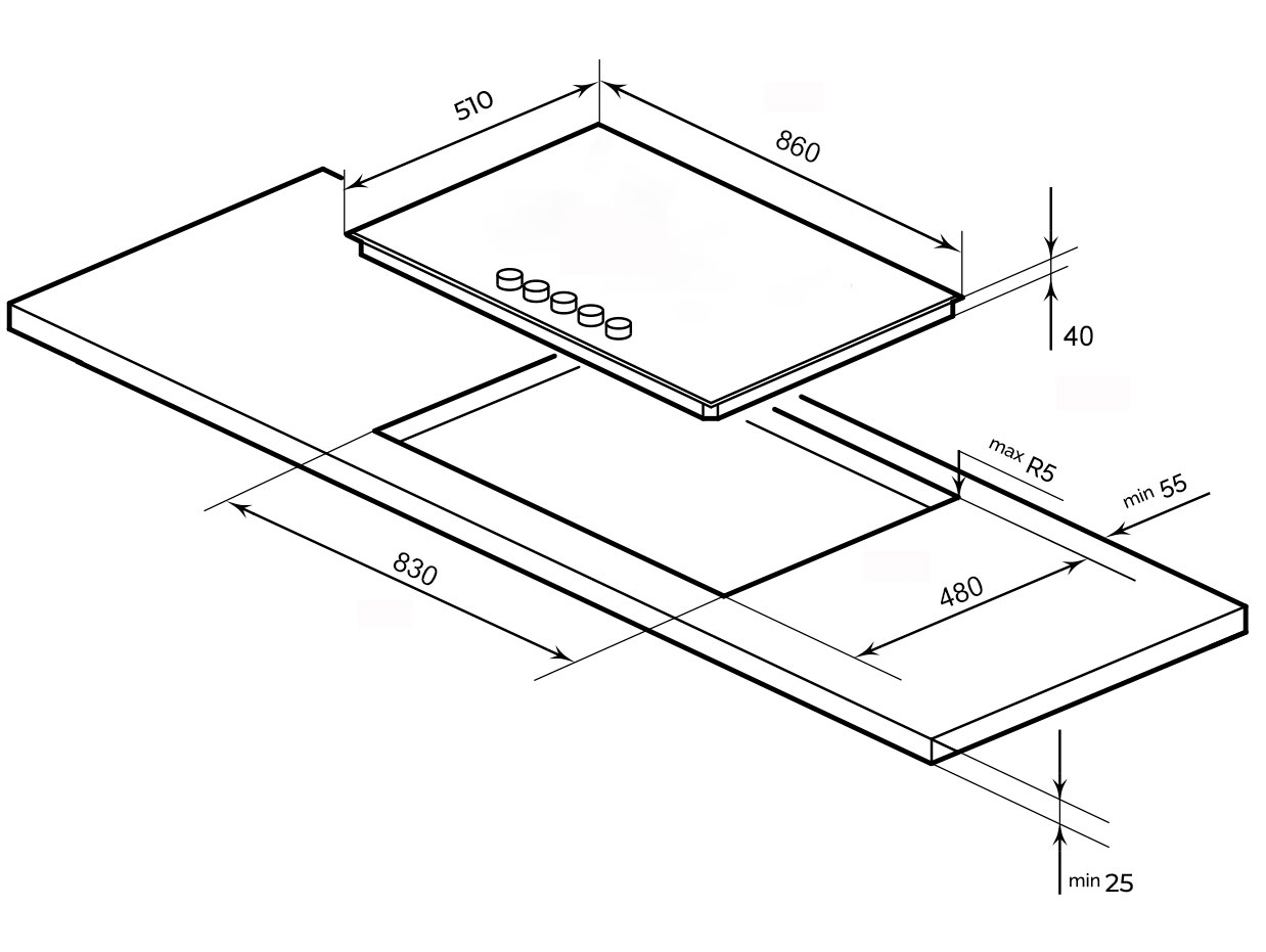 9101418 Газовая варочная поверхность LEX GVG 954 BBL STDN-0104312 - Вид №2