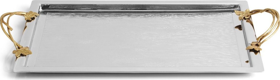 10645164 Michael Aram Поднос с ручками Michael Aram Плющ и дуб 57x32см, сталь нержавеющая Сталь нержавеющая 