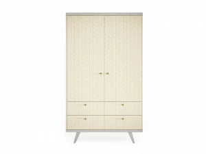 Шкаф распашной двухдверный с ящиками беленый дуб с фрезеровкой Thimon v2 THE IDEA  210375 Бежевый