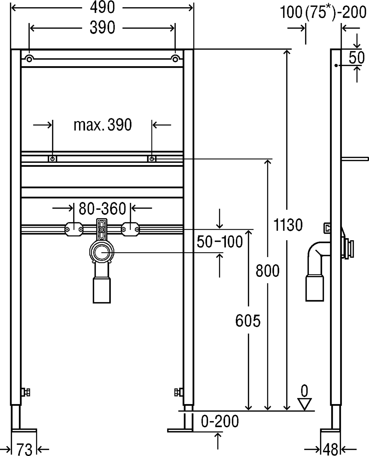 Системная техника  Viegaswift, Steptec, Viega Eco Plus, Viega Mono, панели смыва и принадлежности  T3 Viega Eco Plus  Элементы для унитазов, элементы для умывальников VIEGA 670 986 Модель 8180.61 Santreyd  - Вид №2