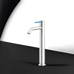 Смеситель для раковины сталь глянцевая с синей ручкой Toki Radomonte TKS3LCIL16