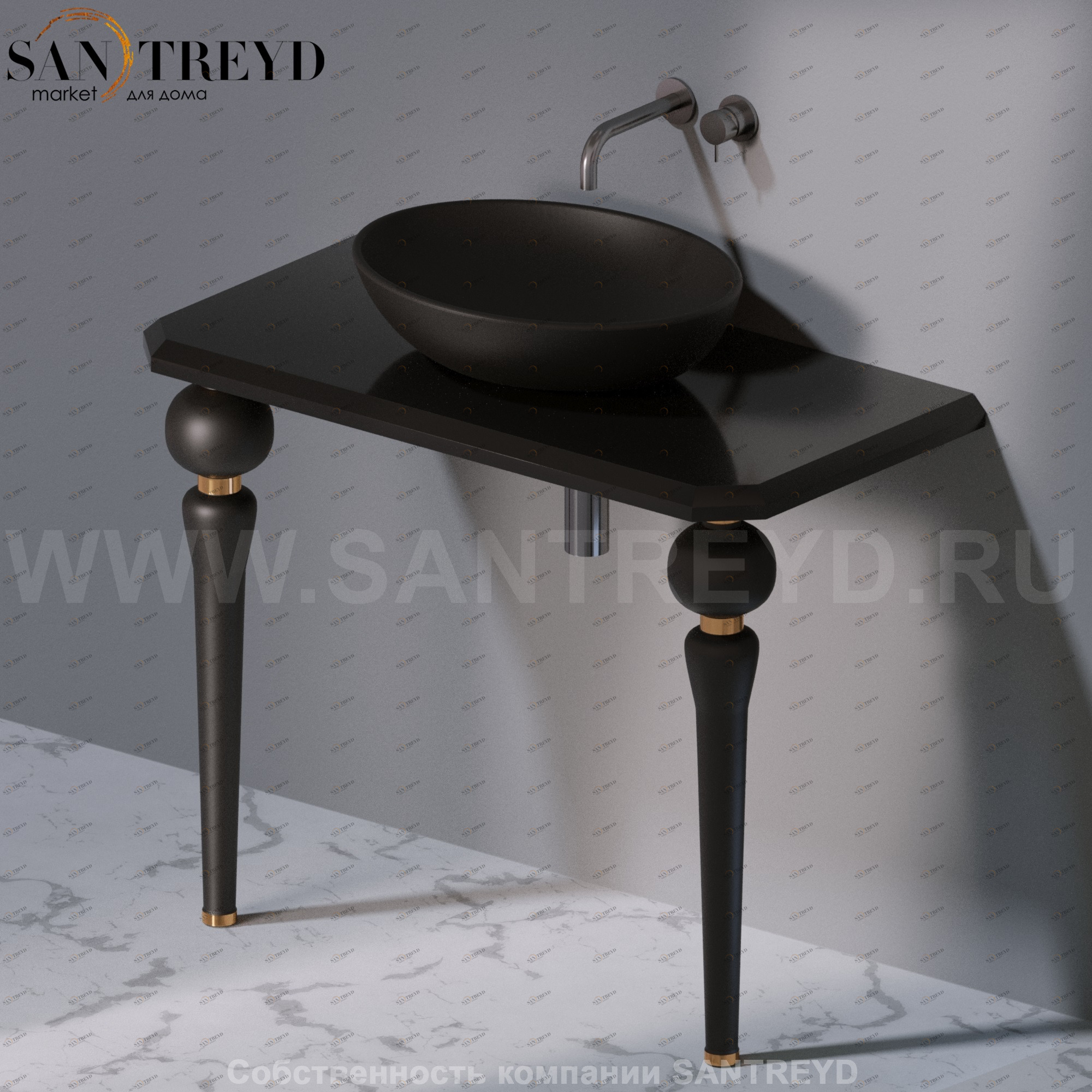 AeT ITALIA Deco Консольный столик с индивидуальными ножками и черной деревянной столешницей C270N