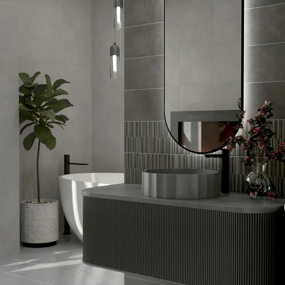 Плитка настенная Mersey Concrete A0554H24102 20x40 см 1.6 м² матовая цвет графит Santreyd STLM-2164069 - Вид №5