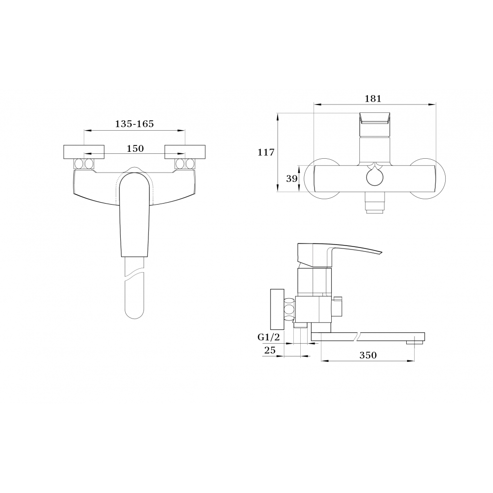GZ 02041 Смеситель для ванны однорычажный Ganzer Хром Ganzer Германия 13852 - Вид №2