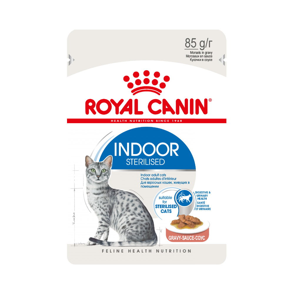 ПР0052021 Корм для кошек Indoor для домашних (соус) пауч 85г ROYAL CANIN 