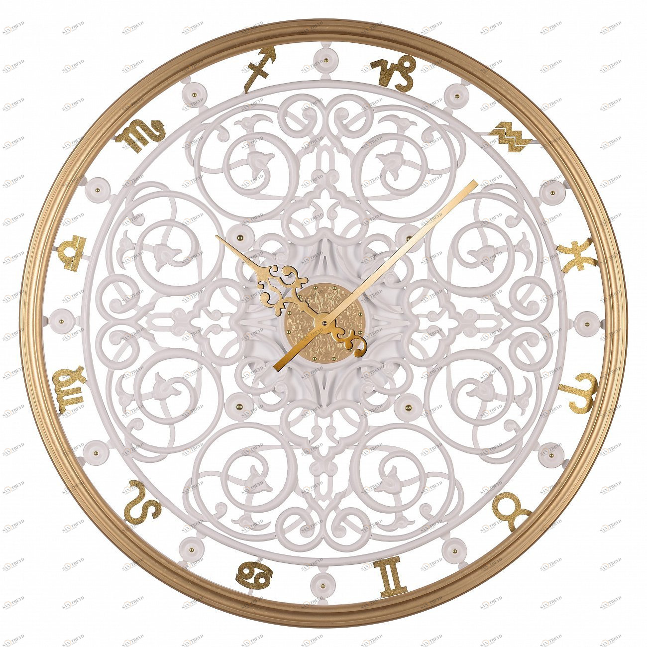 Часы настенные круглые белые с рамкой золото Zodiac IN SHAPE ZODIAC 00-3860078 Белый;золото 